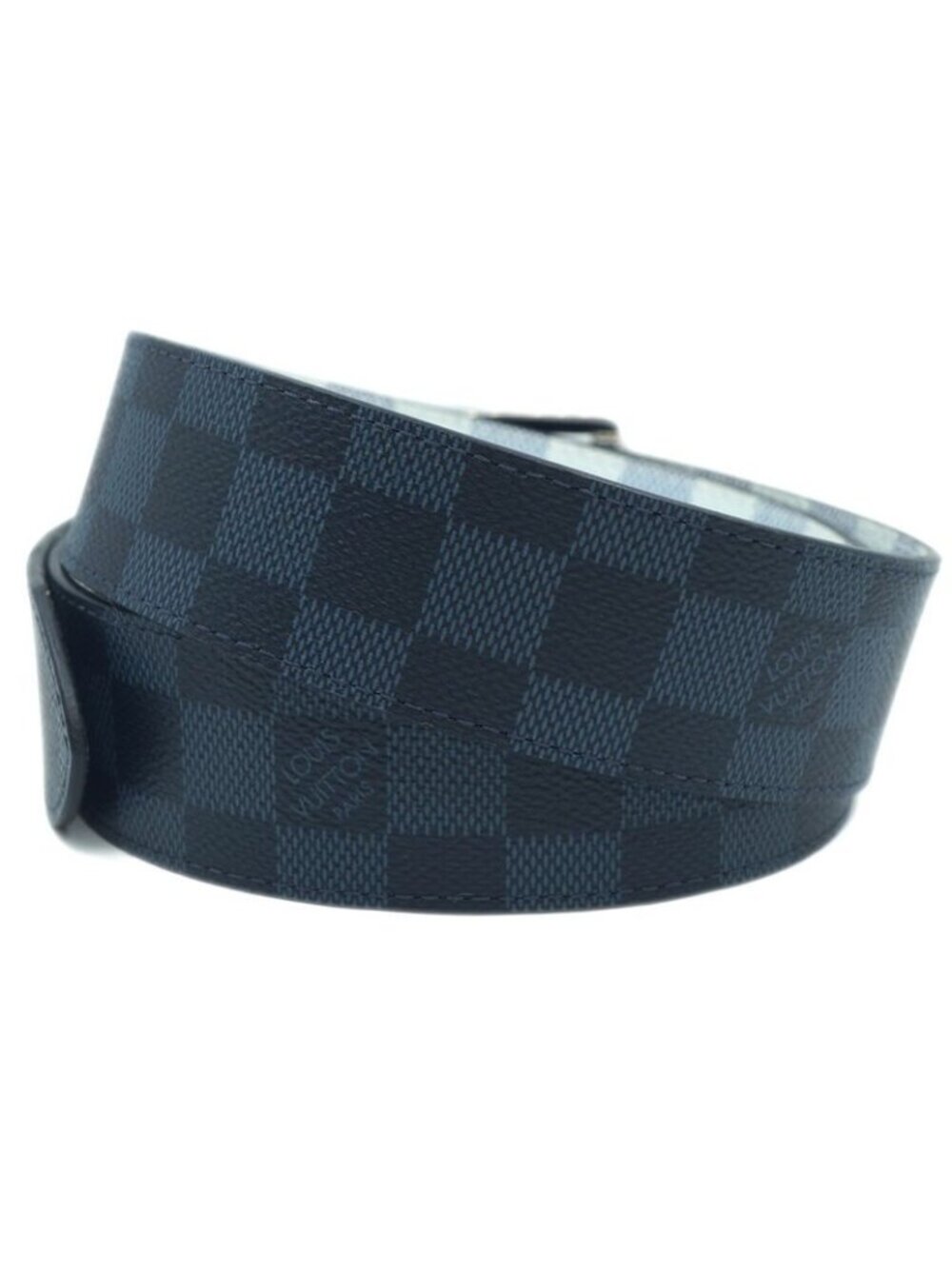 Louis Vuitton Ceinture Reverse Damier Belt All Over Pattern Leather Blue Black - Picture 3 of 10